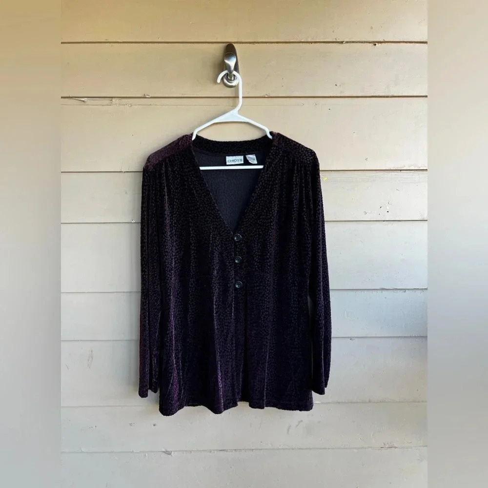 90's Vintage Chico's Velvet Long Sleeve Sweater - Size Small (Chico's Size 1)